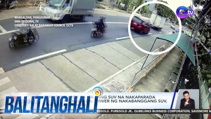 SUV, sumalpok sa isa pang SUV na nakaparada sa gilid ng kalsada; Driver ng nakabanggang SUV, nakaidlip umano | Balitanghali