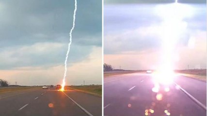 Paura in strada, fulmine sfiora auto in corsa