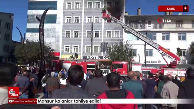 Kars’ta otel yangını: Mahsur kalanlar tahliye edildi