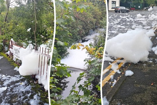 'Disgrace' - Stunning drone footage captures extent of river foam that stunned town