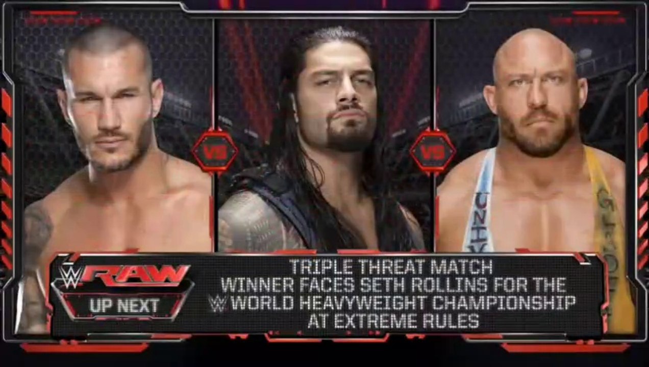 WWE Raw 04.06.2015 - Roman Reigns vs Ryback vs Randy Orton (#1 Contender Match)