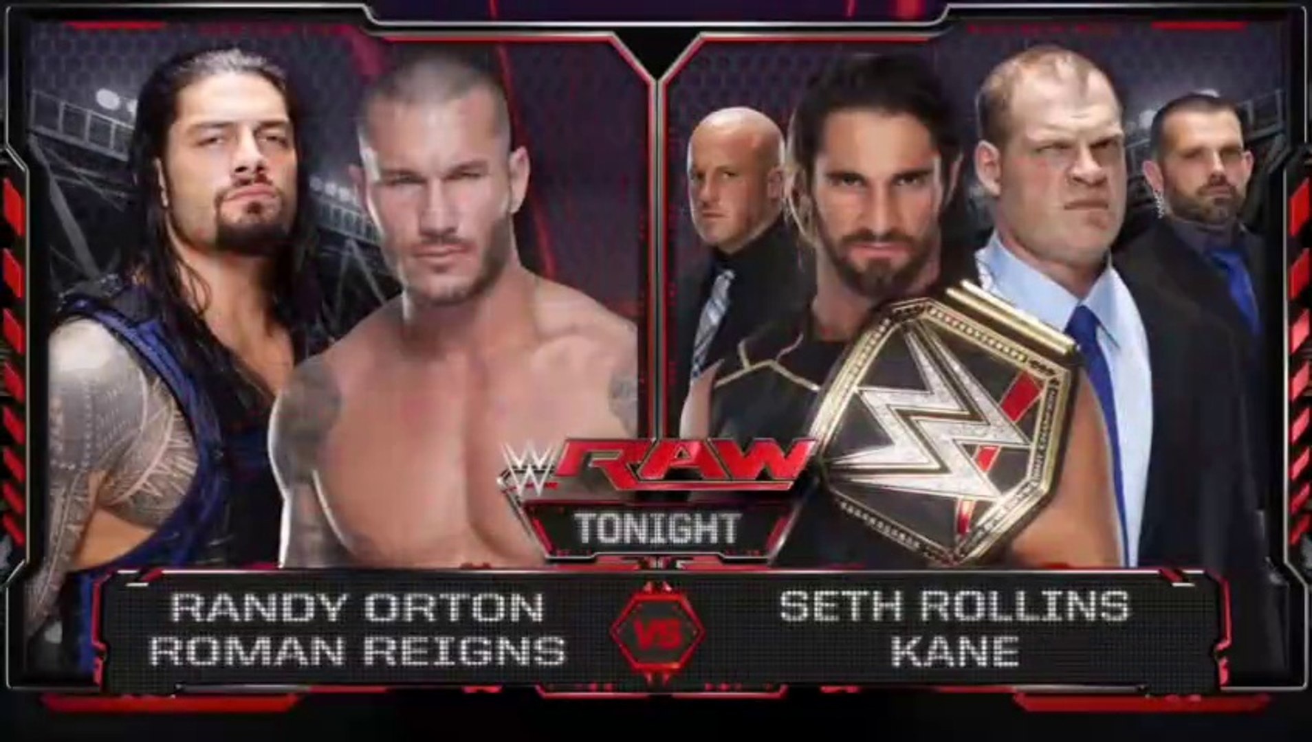 WWE Raw 04.27.2015 - Roman Reigns \u0026 Randy Orton vs Seth Rollins \u0026 Kane (Tag  Team Match), image size:1908x1080