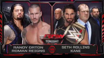 WWE Raw 04.27.2015 - Roman Reigns & Randy Orton vs Seth Rollins & Kane (Tag Team Match)