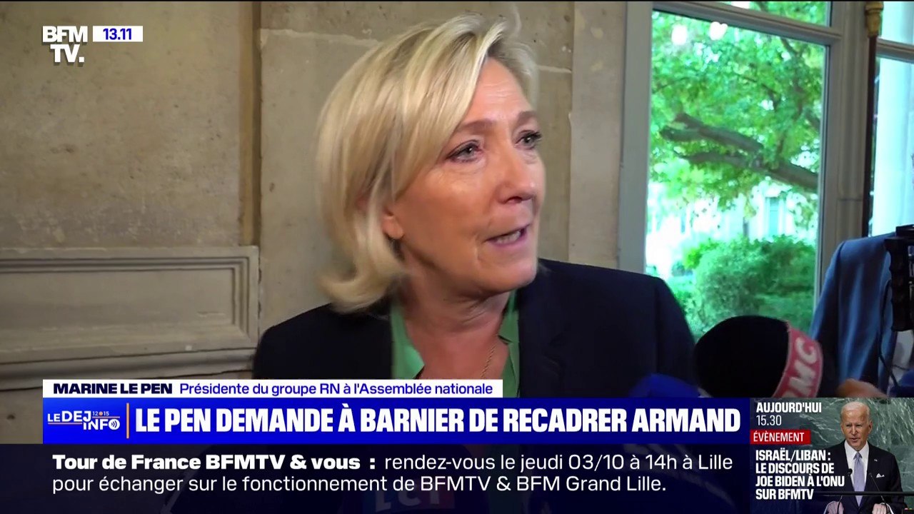 La mise en garde de Marine Le Pen: "Je pense que le Premier ministre doit aller expliquer à ses ministres la philosophie de son gouvernement"
