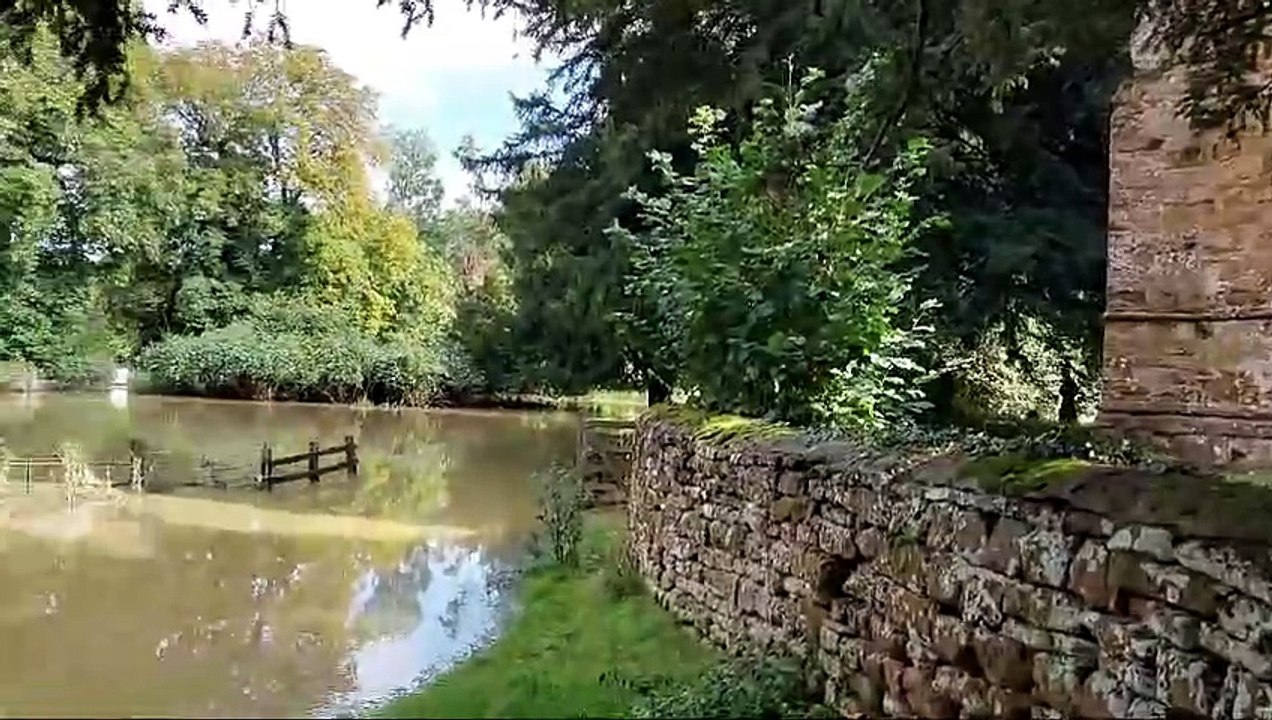 Flood at Broughton church over road