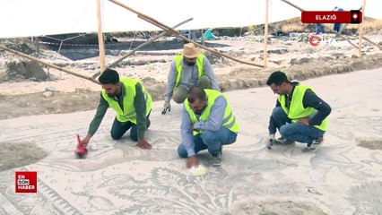 Elazığ'da tek parça halinde 84 metrekarelik mozaik gün yüzüne çıkarıldı