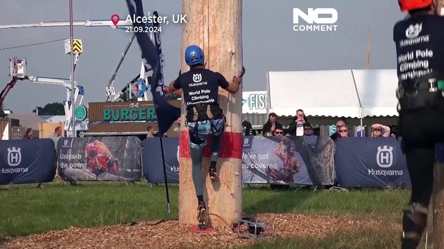 Elite climbers challenge gravity in Pole Climbing Championship