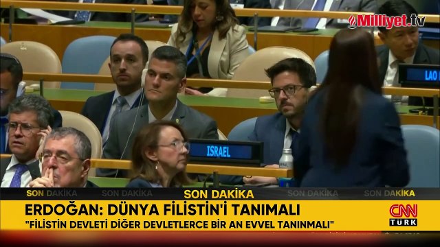Erdoğan'dan BM'de tarihi konuşma! İsrail temsilcileri böyle izledi