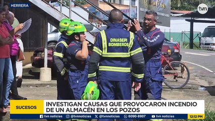 Bomberos investigan incendio en un local comercial en Los Pozos, Herrera