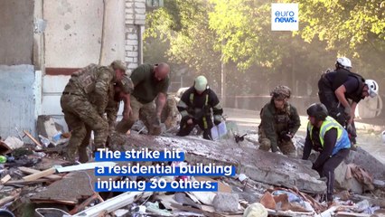 Russian strike on Kharkiv partially destroys residential building, killing three