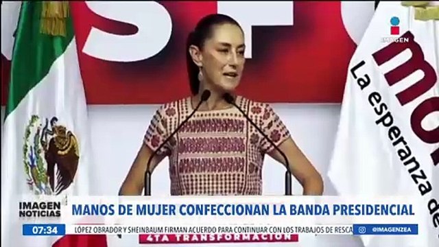 Manos de mujer confeccionan la Banda Presidencial que será entregada a Claudia Sheinbaum