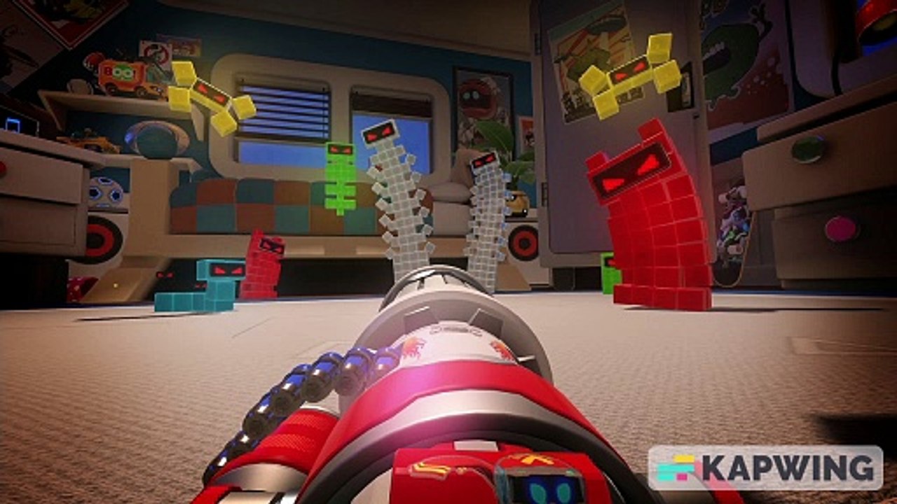 Alien Toys (Playroom VR: Toy Wars) charge towards J. Curry Gremlin, Turns Pacer, Vladimir Trunkov & Victor Hugo (Cars 2)