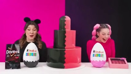 PINK VS BLACK FOOD CHALLENGE! Eating Only 1 Color Challenge by entertainment