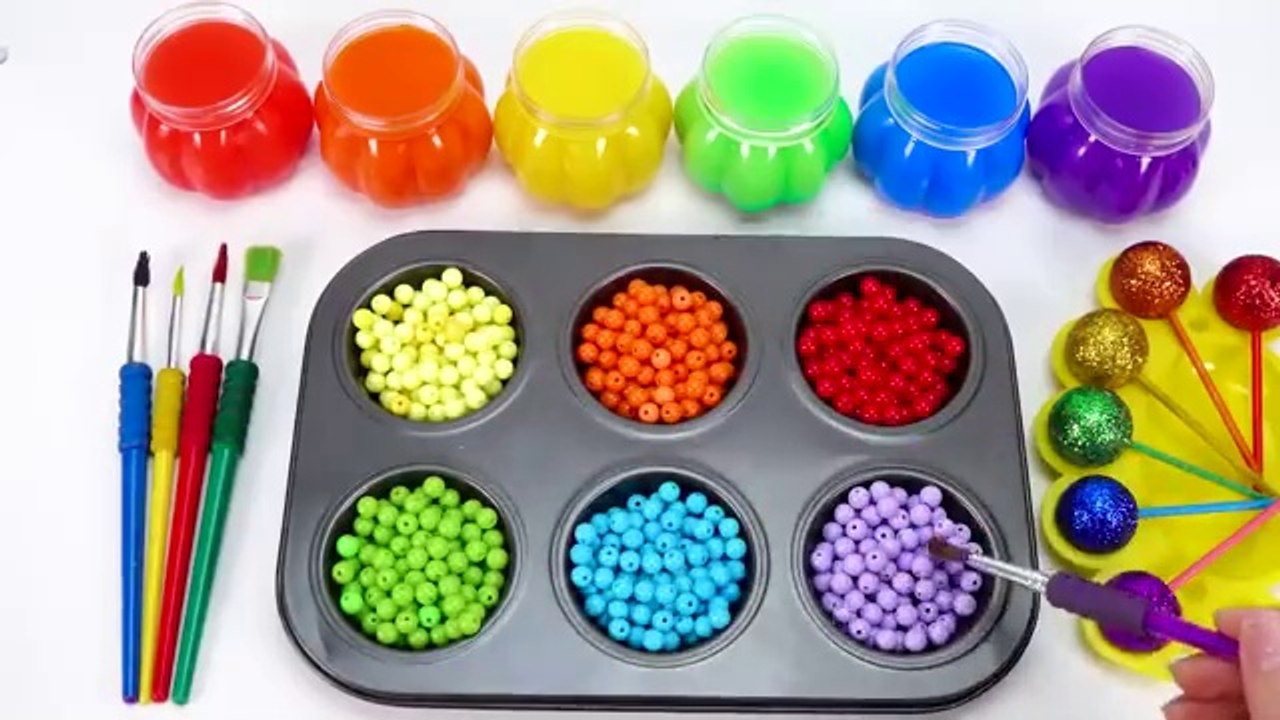 Satisfying Video l How to Make Rainbow Lollipop Fruits AND Paint TO Princess W Slime Cutting ASMR