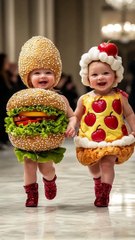 Cutest Baby Fashion Show Featuring Food-Themed Outfits  #KidsFashion #RunwayShow #AI #YouTubeShorts