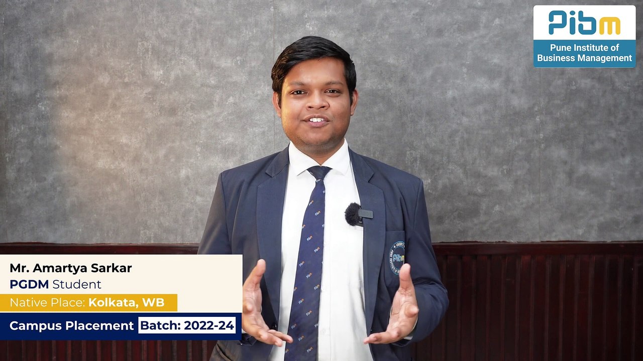 PIBM's Placements Triumph Mr. Amartya Sarkar Outstanding Success Story   Batch 2022-24   PIBM Pune