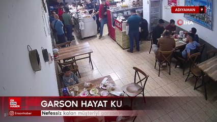 Adıyaman'da nefessiz kalan müşteriyi garson Heimlich manevrasıyla kurtardı