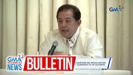 House speaker Martin Romualdez - Magkakaroon ng resolusyon sa OVP budget ngayong araw kahit hindi sumisipot si VP Duterte | GMA Integrated News Bulletin