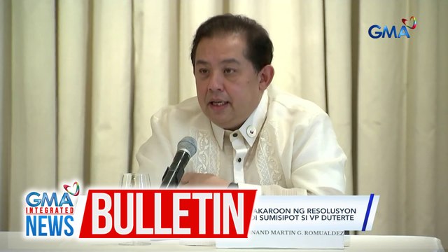 House speaker Martin Romualdez - Magkakaroon ng resolusyon sa OVP budget ngayong araw kahit hindi sumisipot si VP Duterte | GMA Integrated News Bulletin