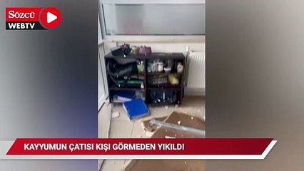 Kayyumun çatısı kışı görmeden çöktü