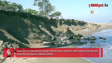 Deniz 50 metre kadar içeriye girdi! Sular bir ilçeyi parça parça yutuyor
