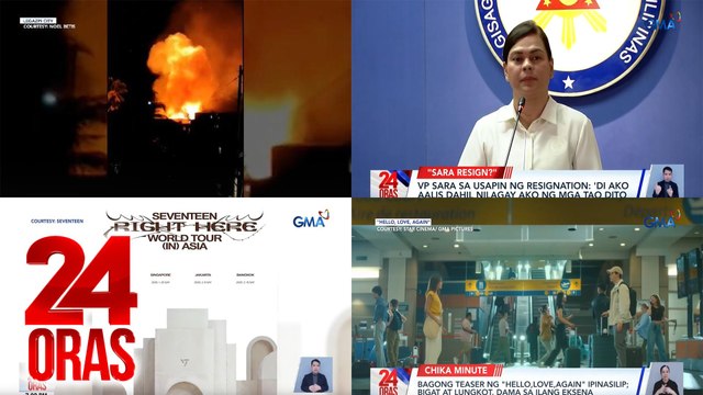 24 Oras: (Part 3) VP Sara, iginiit na 'di magre-resign; Sumabog na LPG; Seventeen, may concert sa Pilipinas sa January 2025; Bagong teaser ng Hello, Love, Again, atbp.