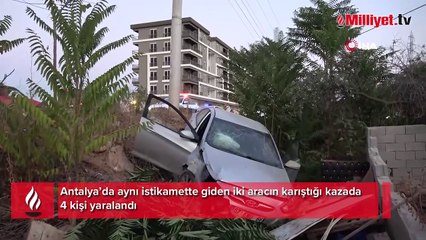 Antalya’da korkunç kaza! İki otomobil çarpıştı: 4 yaralı
