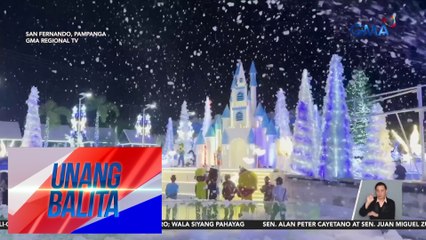 Artificial snow at Christmas decorations, tampok sa isang pasyalan | Unang Balita
