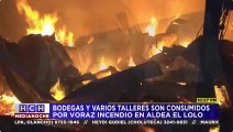 Voraz incendio consume varias bodegas y talleres en la aldea El Lolo