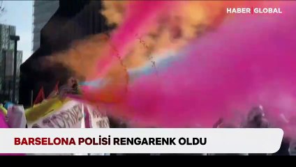 Barselona Polisi Renkli Gösteriyle Tepki Gösterdi 🎨
