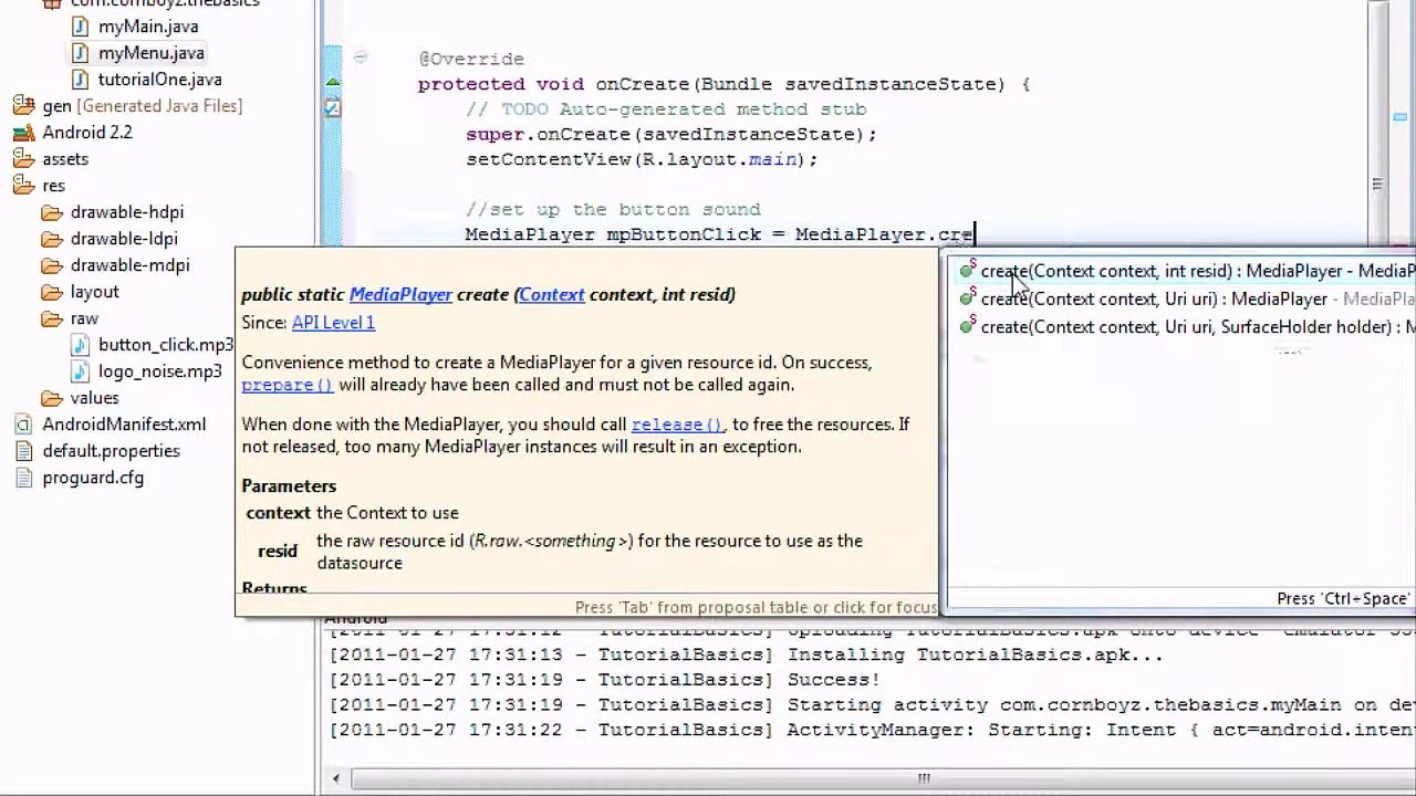 How to add a sound effect to a button in Eclipse project