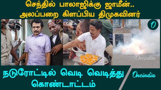 Senthil Balaji | செந்தில் பாலாஜிக்கு ஜாமீன் வழங்கப்பட்டதை கொண்டாடிய திமுகவினர் | Oneindia Tamil