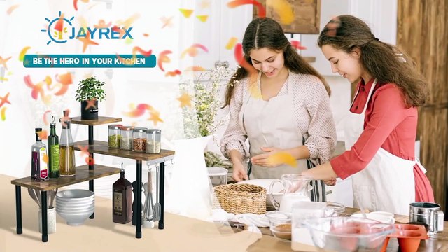 Countertop Organizer Organization, 3 Tier Moveable Corner Shelf for Kitchen , Bathroom , Spice Rack , Coffee Area, Over Sink, Dresser Table (Rustic Brown)