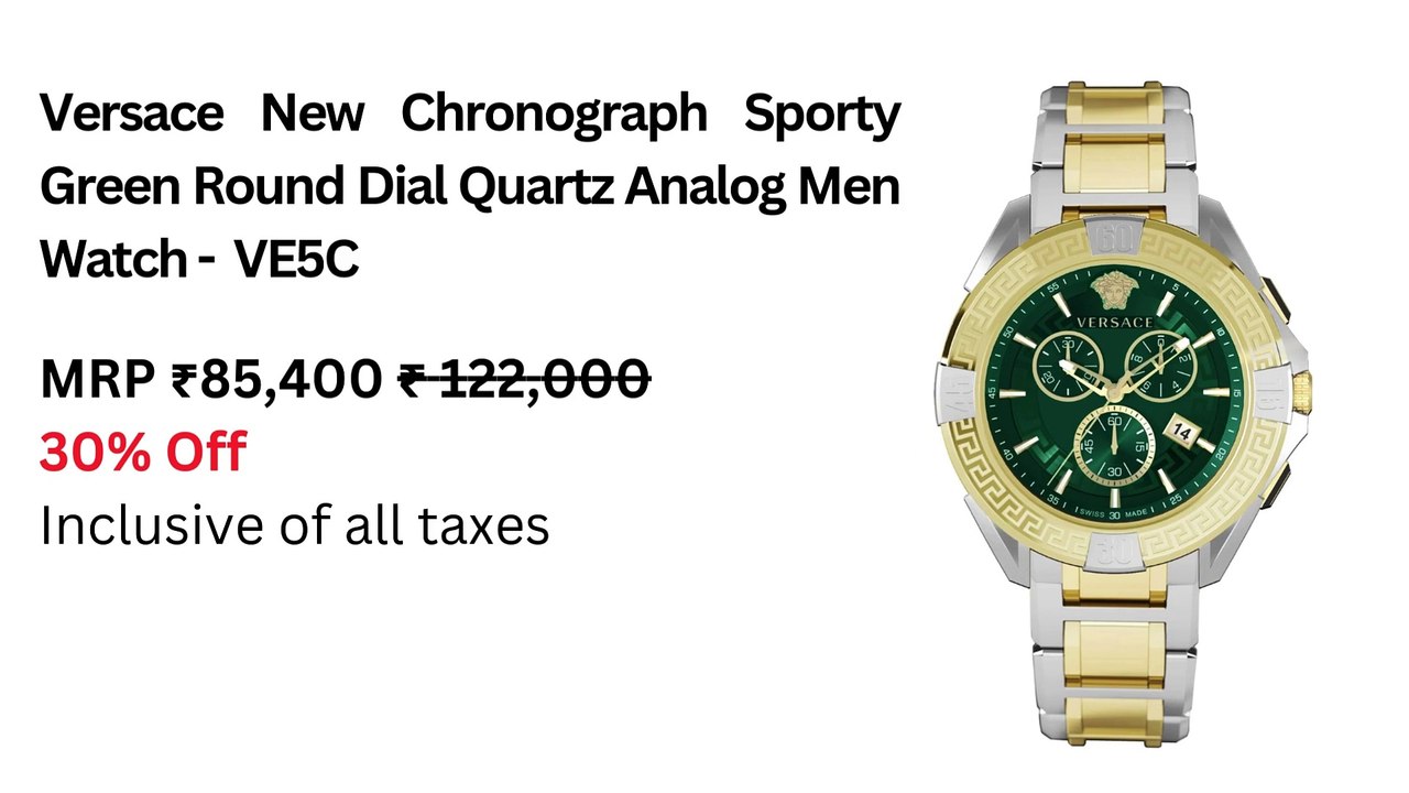 Versace New Chronograph Sporty Green Round Dial Quartz Analog Men Watch -