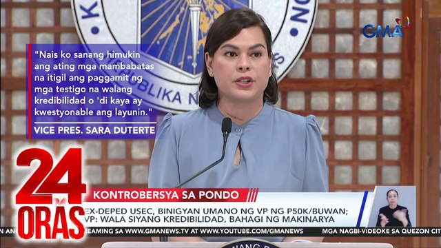 Ex-DepEd Usec, binigyan umano ng VP ng P50k/buwan; VP: Wala siyang kredibilidad, bahagi ng makinarya | 24 Oras