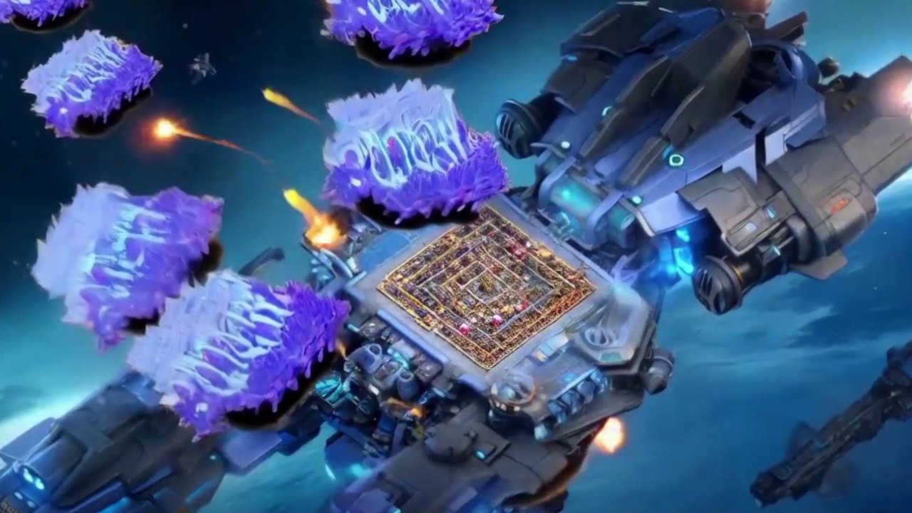 Epic 400 Azure Dragons vs. Galaxy Scenery Town Hall Base Assault in