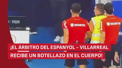 Quintero González recibe un botellazo desde la grada en el Espanyol - Villarreal