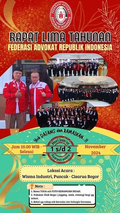 UDANGAN RAPAT LIMA TAHUNAN FEDERASI ADVOKAT REPUBLIK INDONESIA