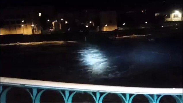 Maltempo a San Pellegrino Terme, la piena del fiume Brembo