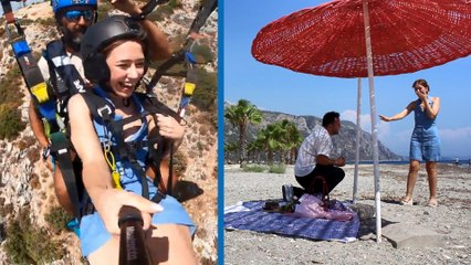 Yamaç paraşütüyle 600 metrede evlenme teklifi