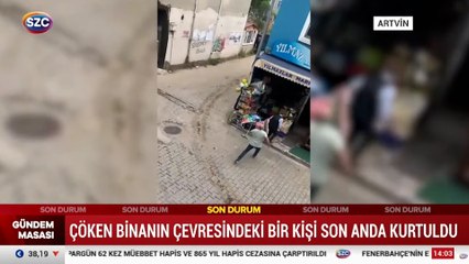 Download Video: Artvin'de bina yerle bir oldu, yaşlı adam son saniyede kurtarıldı