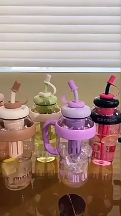 - Premium 1200ML Large Capacity Water Glass Bottle with Straw and Extra Tea Infuser (Mix/Random colour)