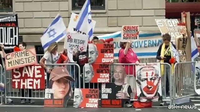 Stop alla guerra , proteste fuori dall'Onu contro discorso Netanyahu