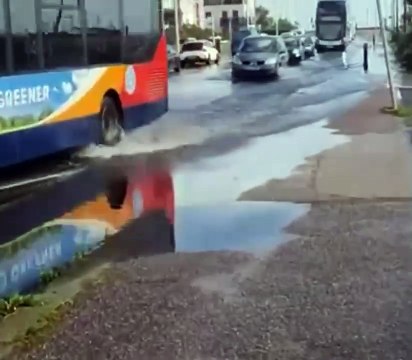 Worthing flooding: Video shows vehicles cautiously passing through deep water