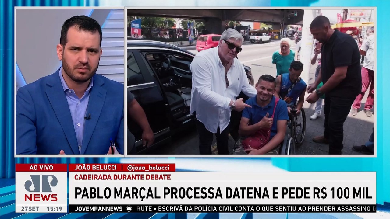 Após cadeirada, Marçal processa Datena e pede R$ 100 mil | LINHA DE FRENTE