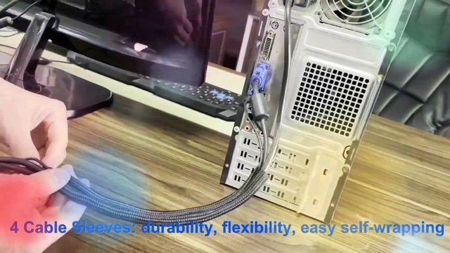 N NOROCME 192 PCS Cable Management Kit 4 Wire Organizer Sleeve,11 Cable Holder,35Cord Clips 10+2 Roll Cable Organizer Straps and 100 Fastening Cable Ties for Computer TV Under Desk, black,clear