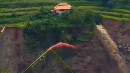 Boy captures a riverbank in 'Kohistan' district slipping into the river