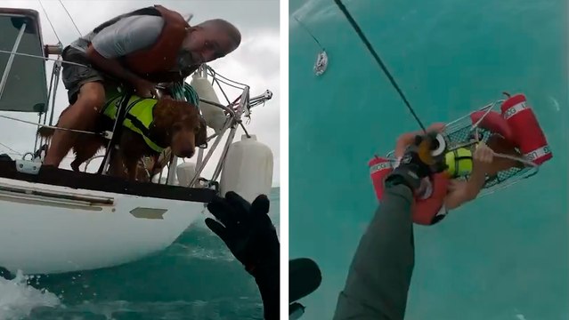 Huracán Helene: Guarda Costera de Estados Unidos rescata a un hombre y su perro tras quedar varados en un velero
