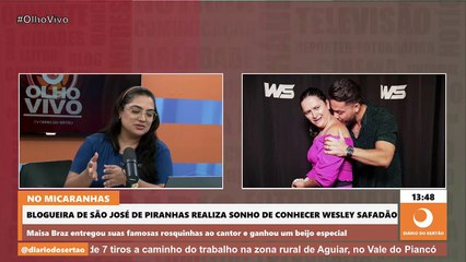 Blogueira de São José de Piranhas realiza sonho e ganha beijo inusitado de Wesley Safadão