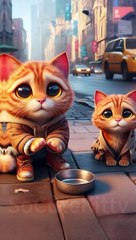 The father’s only wish is to protect his child！ #socutekitty #aicats #cats